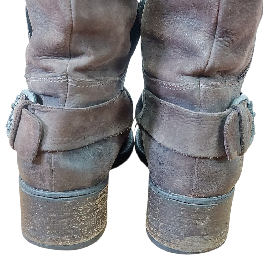 Vera Wang Lavender Women Buckle Motocycle Harness Boots Size 8 M Brown Mid-calf - Picture 9 of 16
